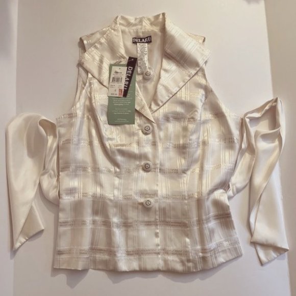 Cream and Gold Holiday Vest Top - *NWT - Size 6 - Picture 1 of 5